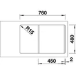 Kép 5/5 - BLANCO SONA 45 S Silgranit mosogatótálca, fekete, excenter nélkül