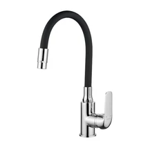 Laveo ELZA Konyhai kétfunkciós csaptelep rugalmas tömlővel, Szín: króm/fekete