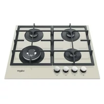 Whirlpool GOFL629/S Szaténezüst edzett üveg gázlap, 60 cm, 3 gázégő + 1 speciális WOK égő , automata szikragyújtás,  csiszolt szegélyű, peremmentes kivitel, Multistep flame 9 fokozatú lángszabályozás