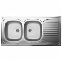 LAVEO LON 60 2CS kétmedence inox cseppt. teletetős mosogató szifonnal