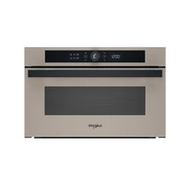 Whirlpool WMD44ME Álló szekrénybe építhető mikrohullámú sütő Szatén, 31 liter, 6. Érzék funkciók, 1000W, CRISP, grill, digitális kijelző (fehér karakterszín), JET Start, JET Defrost, JET Menü, lenyíló tükrös üvegajtó