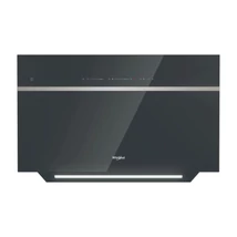 Whirlpool WHVS90FLTCK Fekete üveg-fém, 89,8 cm széles ferdesíkú falra szerelhető elszívó. 801 m3/h elszívó kapacitás