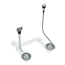 EVIDO lefolyó dugókiemelővel, kétmedencés mosogatóhoz