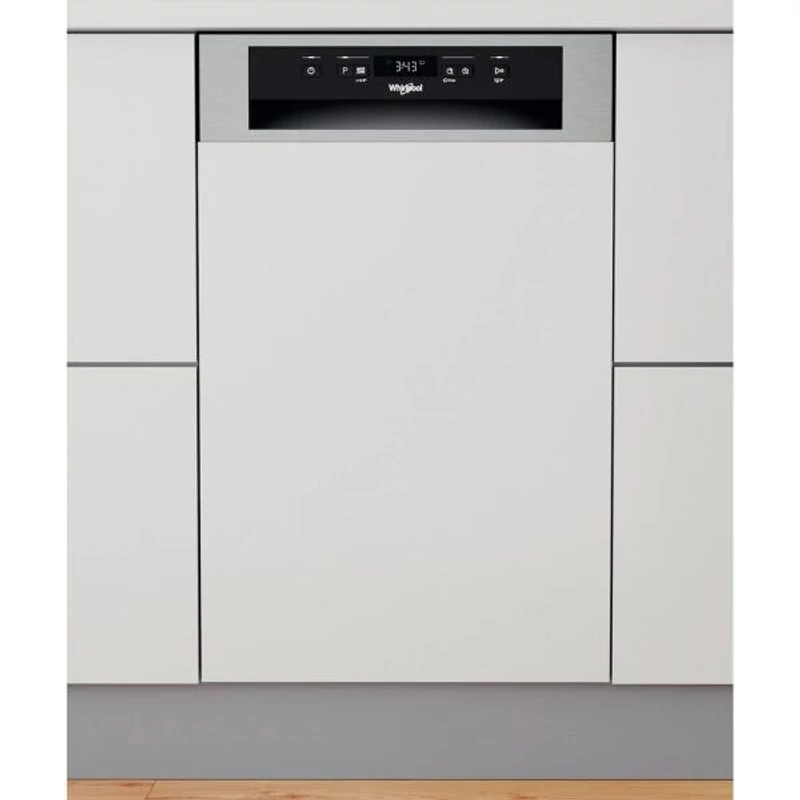 Whirlpool WSBC3M27X Beépíthető kezelőpaneles keskeny mosogatógép, 10 teríték, 9 L , 6 program