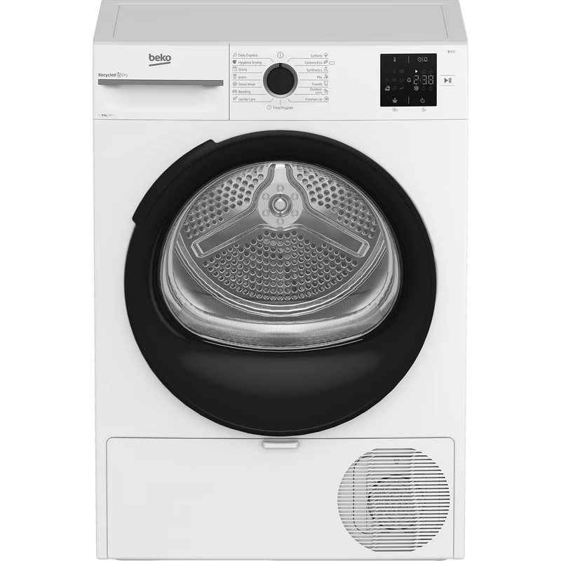 Beko BM3T38230W szabadonálló hőszivattyús szárítógép, 8 kg, A++,  FreshCaps, dobvilágítás, 55 cm mély