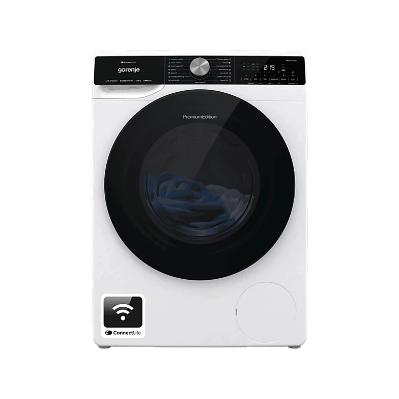 Gorenje WNS84A2TWIFI elöltöltős mosógép, 8 kg, 1400 f, gőzprogramok, inverter motor, Wifi-Connect Life, DoseAid, Total AquaStop,  Dobvilágítás, A-20% osztály