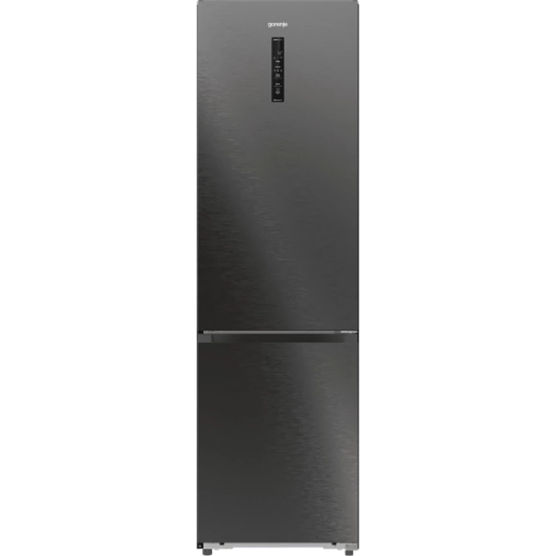 Gorenje NRB620C61BX4WFE Szabadonálló kombinált hűtő, Total NoFrost, Inverter kompresszor, Crisp Zone, 203 cm, digitális külső kijelző, fekete inox