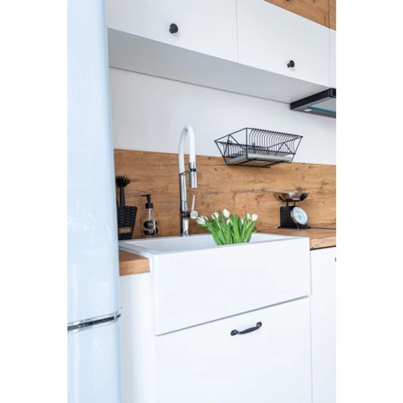 Laveo Komodo 60 gránit mosogató, fehér SBK 610A - amerikai farmhouse stílus