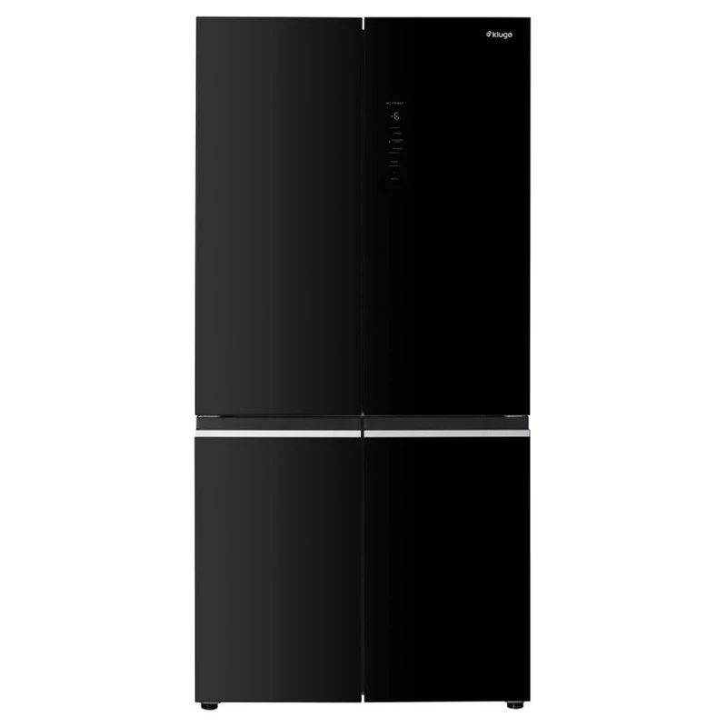 Kluge szabadonálló fekete üveg négyajtós hűtőszekrény, NoFrost, 429L/171L