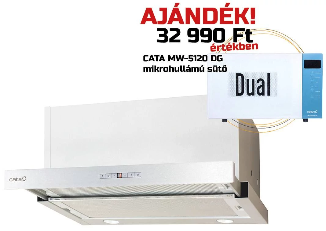 CATA - Páraelszívó TFH-7600 X inox + AJÁNDÉK MW-5120 DG blue mikrohullámú sütő