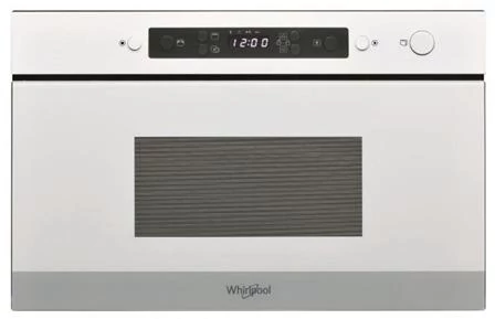 Whirlpool AMW 4920 WH beépíthető mikró, Fehér, 22 liter, grill funkció, gombos ajtónyitás, oldalra nyíló üvegajtó, digitális kijelző (fehér karakterszín)