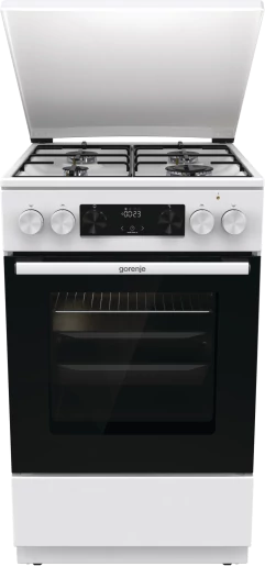 Gorenje GKS5C72WF Kombinált tűzhely, 4 gázégő, elektromos multifunkciós sütőp Pizza funkcióval,kijelző, fém tetővel, teleszkópos sütősín, lassú ajtózáródás, air fry, fém tető, gőzfunkcióval