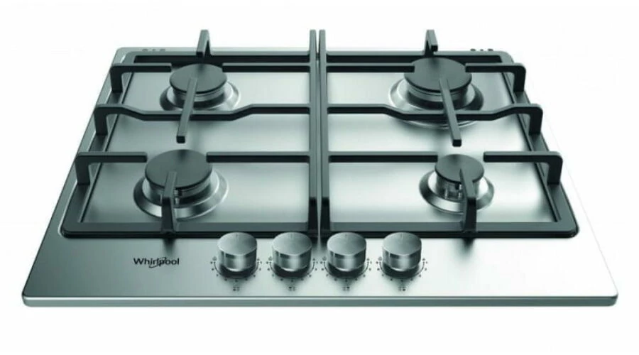 Whirlpool TKRL660IX Inox beépíthető Inox gázlap, 60 cm, 4 gázégő, automata szikragyújtás, öntöttvas edénytartók,  MultiLevel Flame